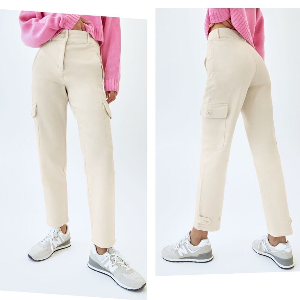Aritzia Wilfred Free Modern Cargo Pants Off White Button Fly Women’s Size 2